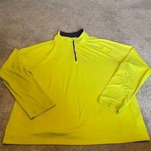 Reebok Playdry Long Sleeve Quarter Zip Pullover Neon Yellow XL